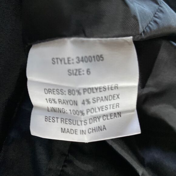 NWT ABS Essentials Dress 6 Black Empire V Neck 3/4 Sl Lined Deep V Neck Career - Picture 6 of 6